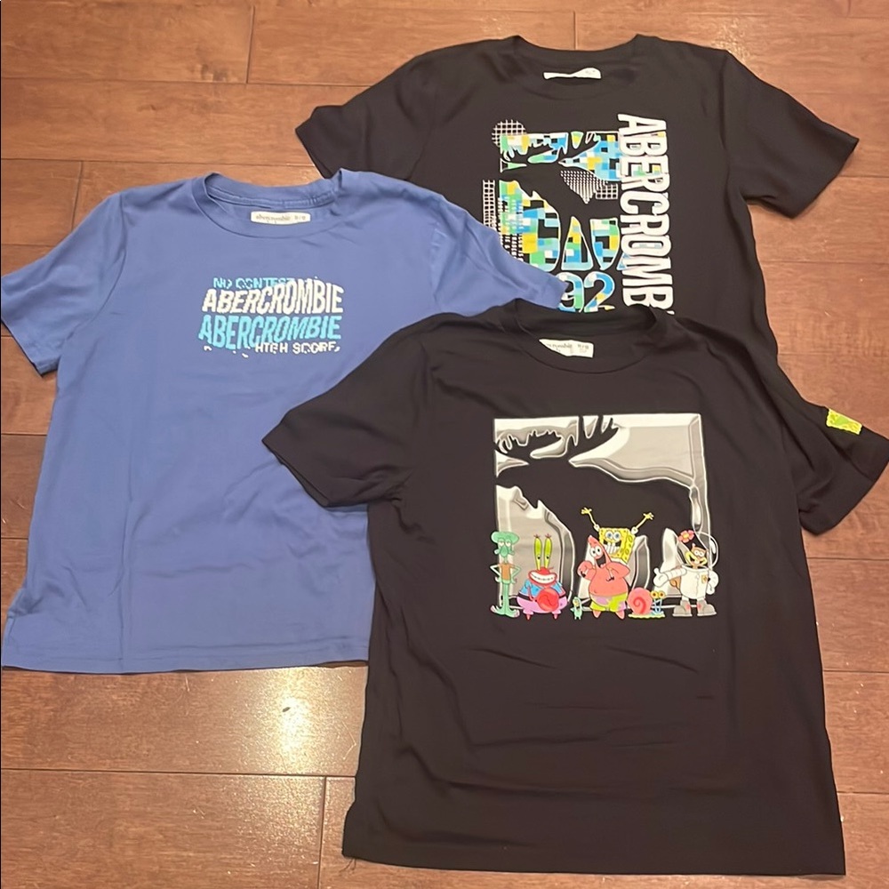 Abercrombie & Fitch Graphic Tees Blue and Black Short Sleeve